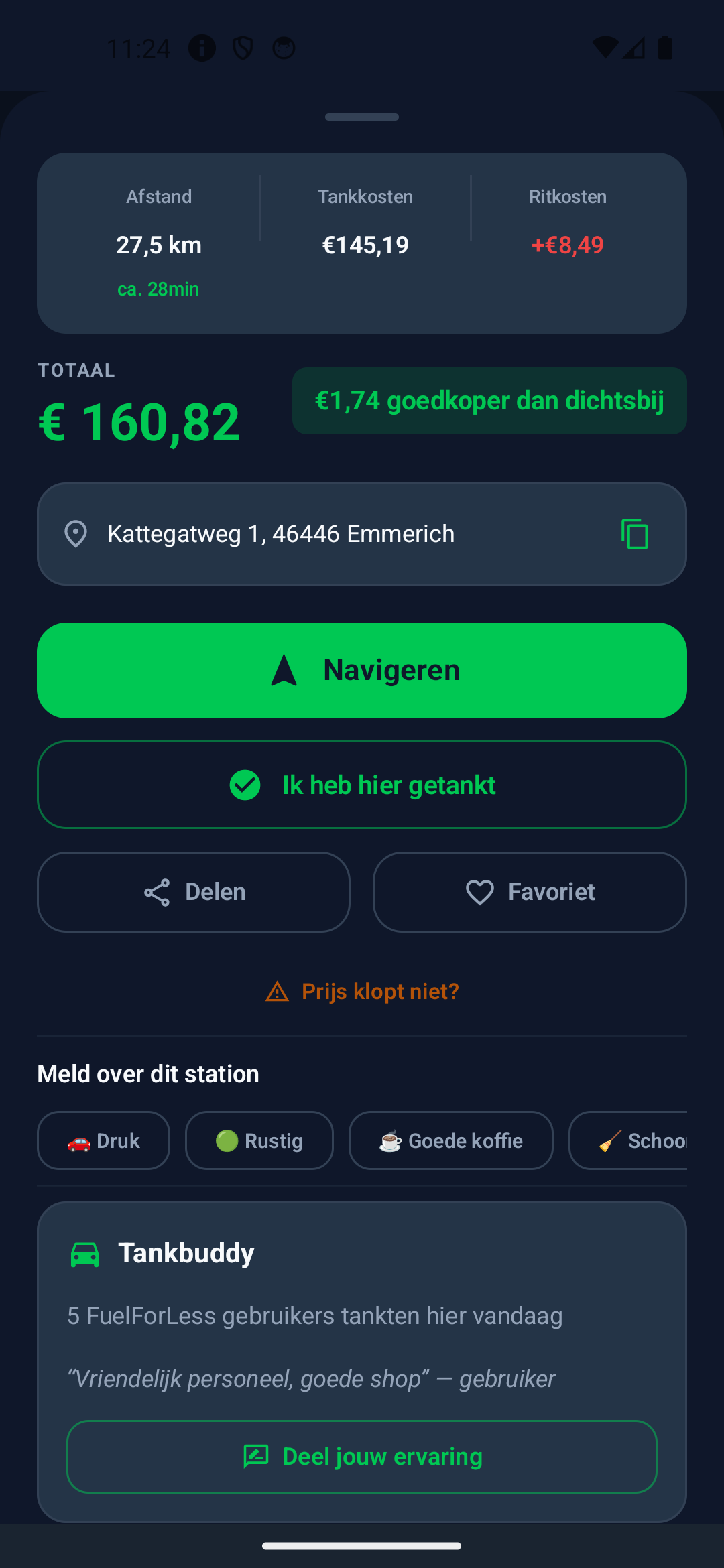Station detail with navigate button